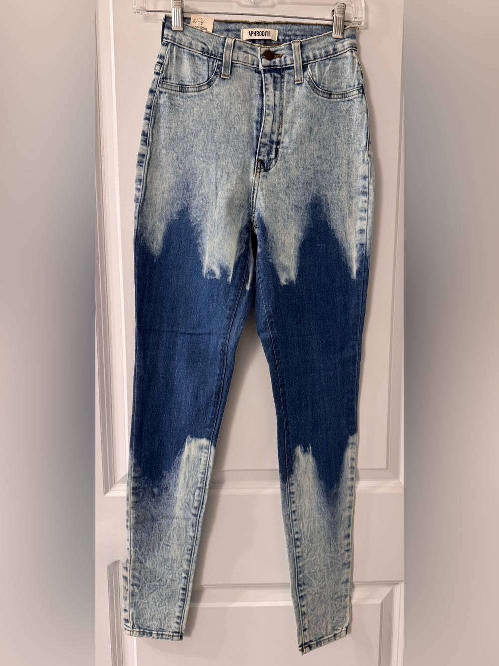#2236 - Aphrodite Super High-Waisted Skinny Dip Dye Stone Wash Blue Denim Jeans